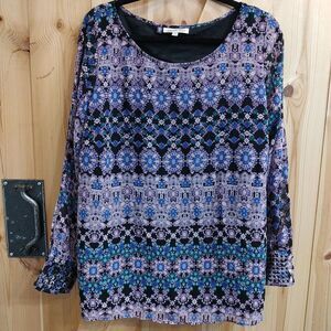 Jennifer Lopez Women's Purple & Black Open Sleeves Jeweled Cuffs‎ Sz 1X Holiday